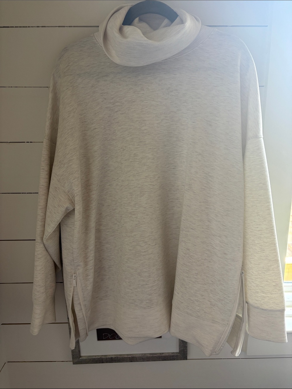 ALL IN MOTION Cream Heather Cowl Neck Pullover Sweater